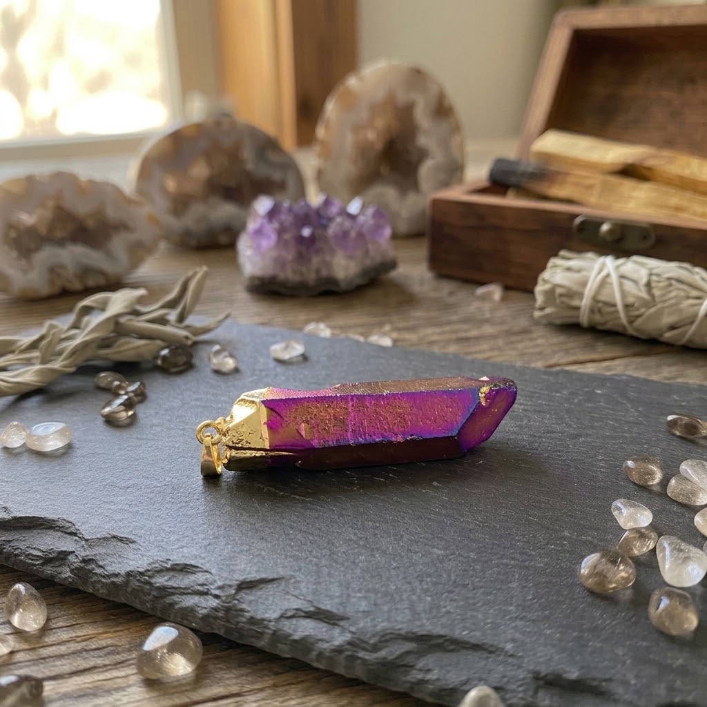 2" Rainbow Quartz pendant