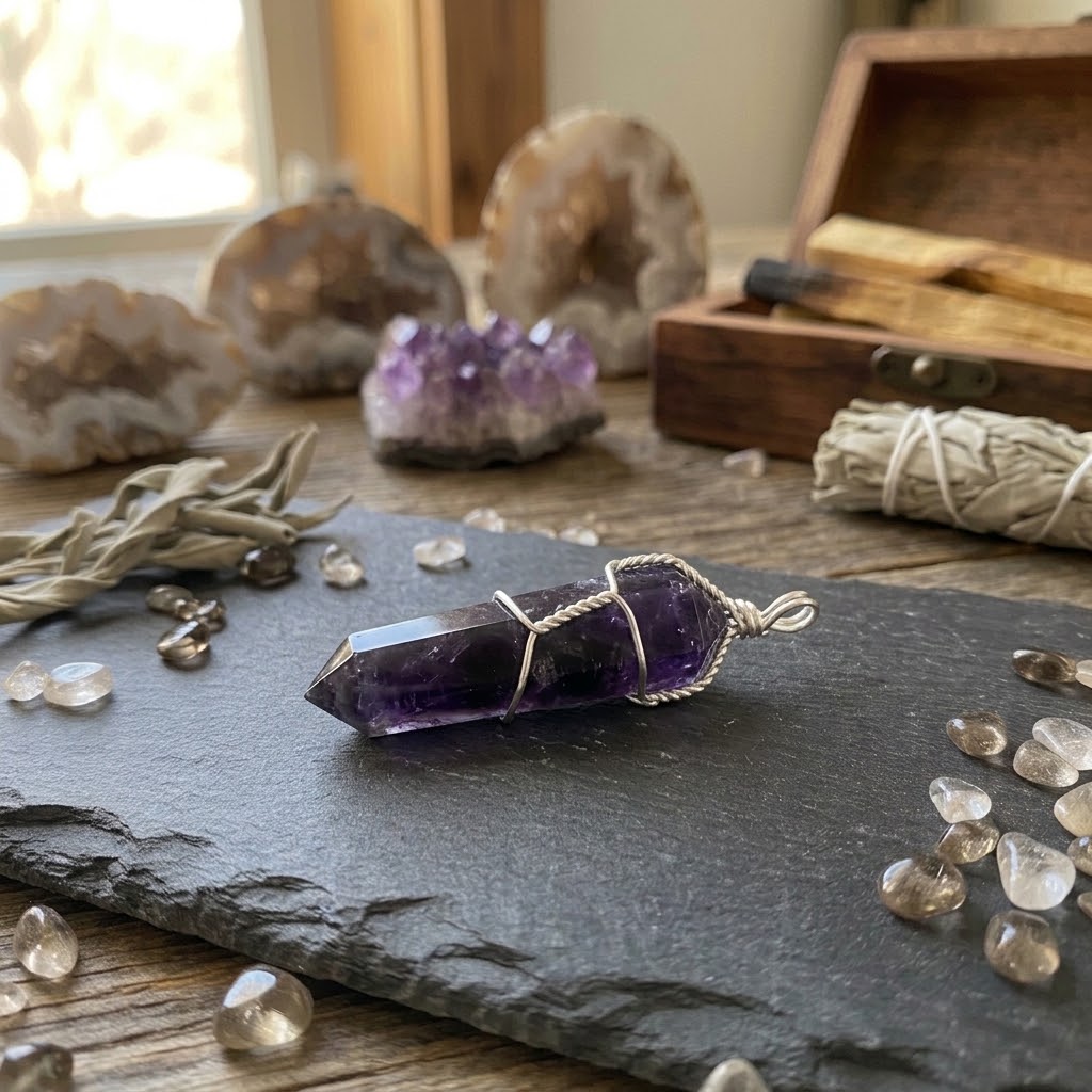 Fluorite wire wrapped point