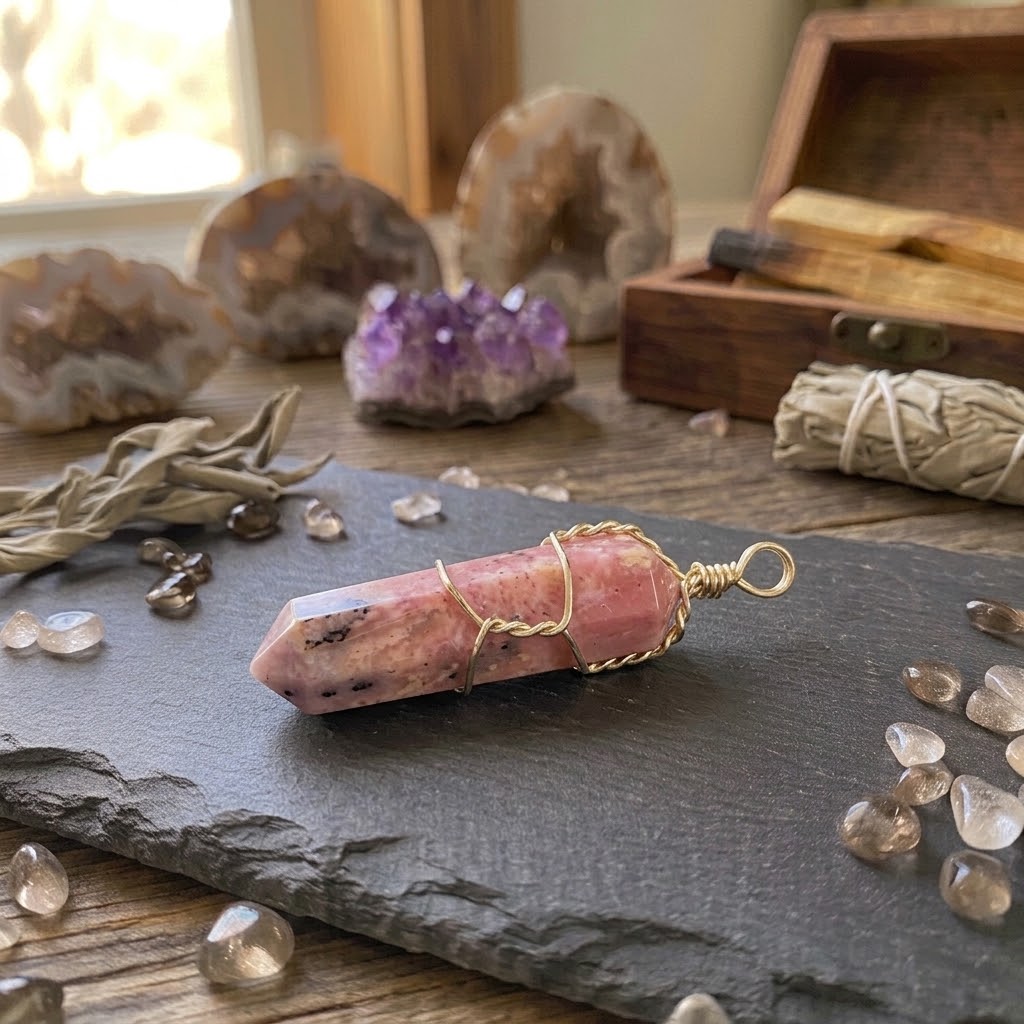 Pink Opal wire wrapped point