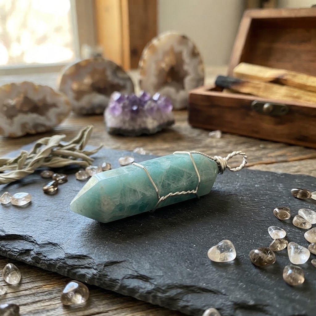 Amazonite wire wrapped point