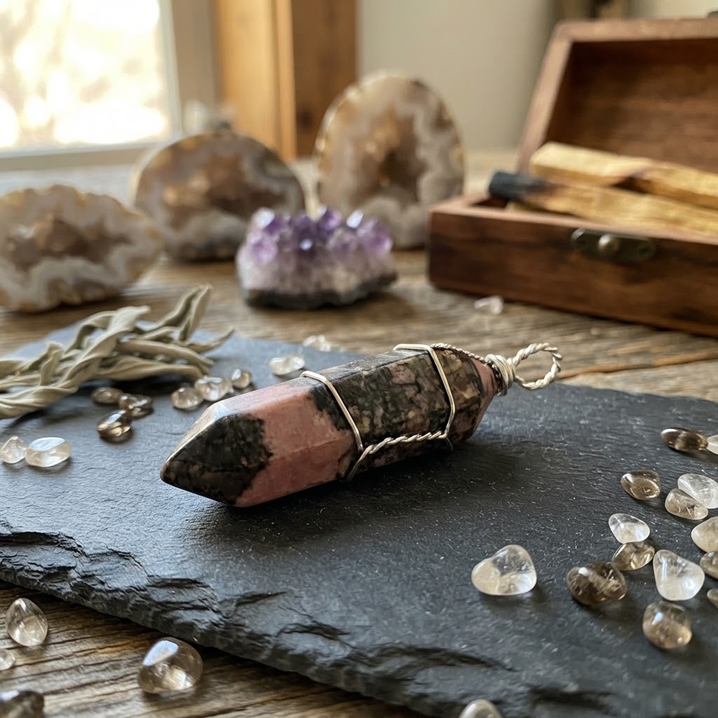 Rhodonite wire wrapped point